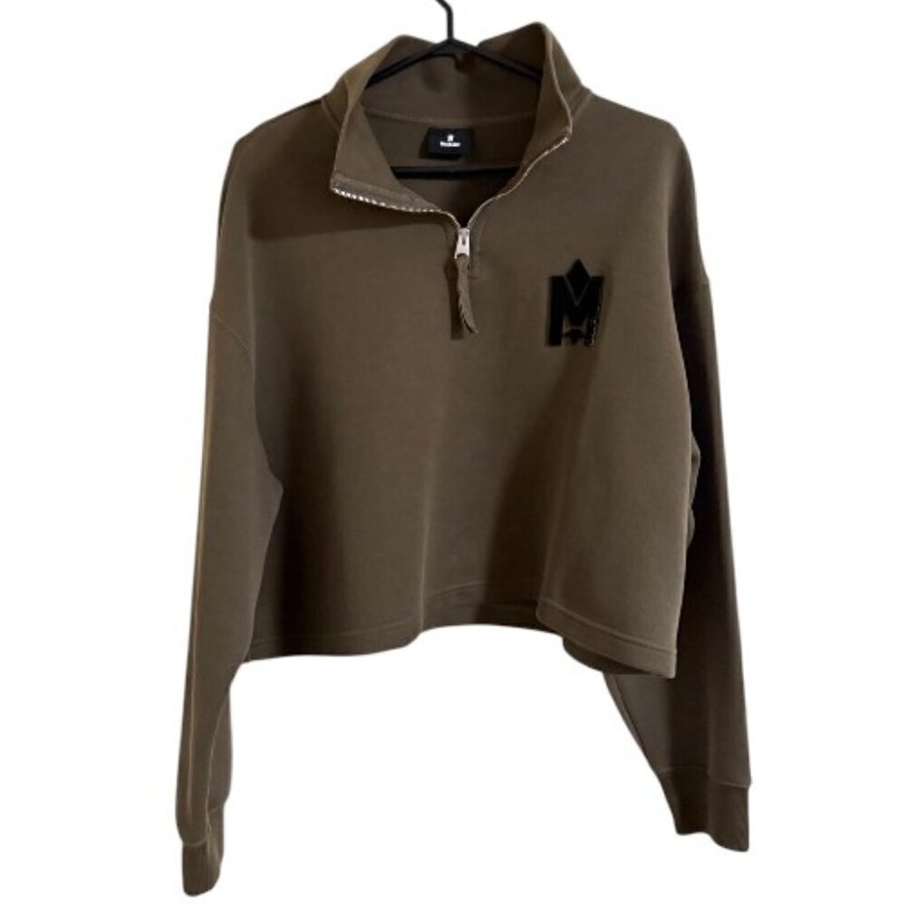 Mackage Army Green Lizia Cropped Pullover Half Zip - Picture 4 of 11